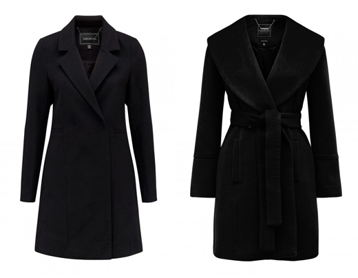 Black woolen coat for autumn to wear with mini dress