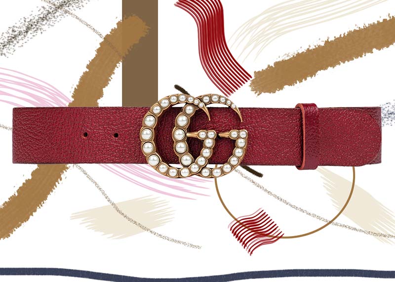 Best Gucci Belts for Women of All Time: Gucci Leather Belt with Pearl Double G