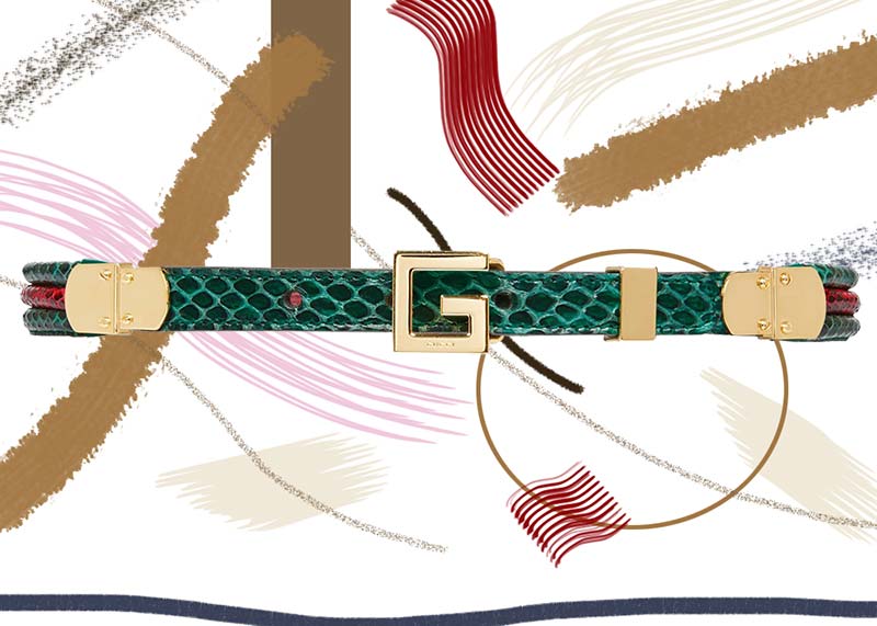 Best Gucci Belts for Women of All Time: Gucci Snakeskin Belt with Square G Buckle