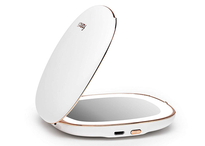Best Makeup Mirrors with Lights: Fancii Compact Makeup Mirror with Natural LED Lights