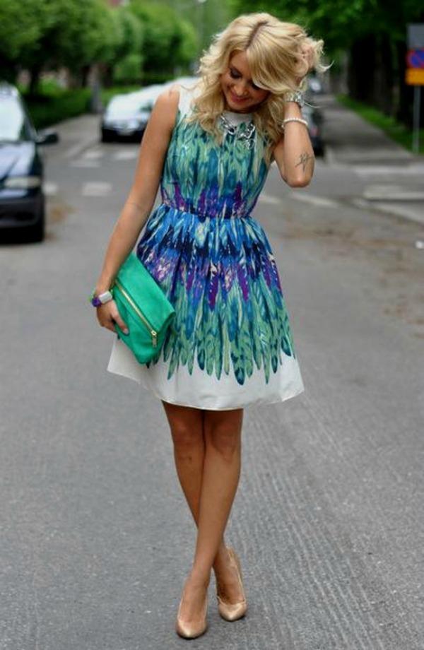 dress with white mauve turquoise blue attend a wedding