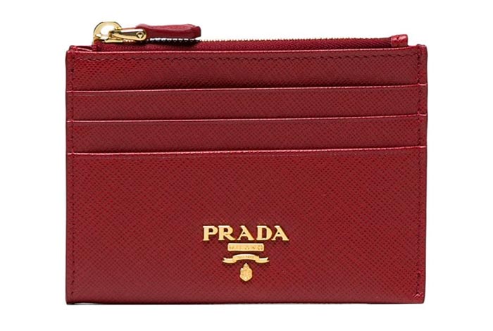 Best Designer Wallets & Coin Purses: Prada Red Saffiano Leather Card Holder