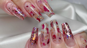40 glitter encapsulated nails to shine with elegance
